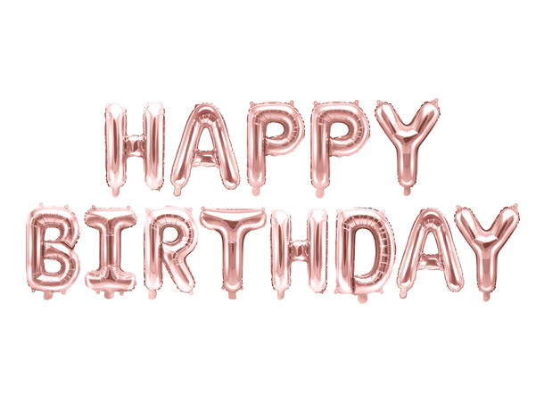 Ballongbanner - "Happy Birthday" Rosegull Folie - 340x35cm 