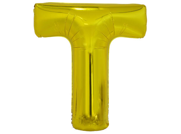 Bokstavballong - Bokstav T - Gull Folie - 86cm 