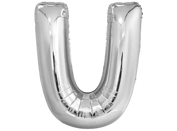 Bokstavballong - Bokstav U - Sølv Folie - 86cm