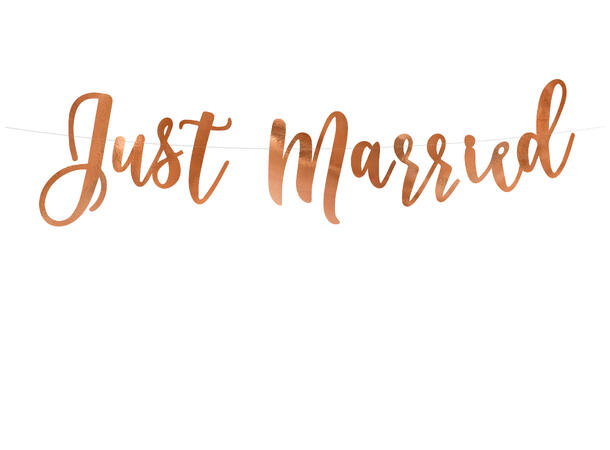 Bokstavbanner - Just Married - Rosegull 20x77cm