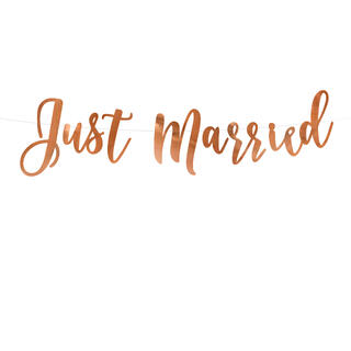 Bokstavbanner - Just Married - Rosegull 20x77cm