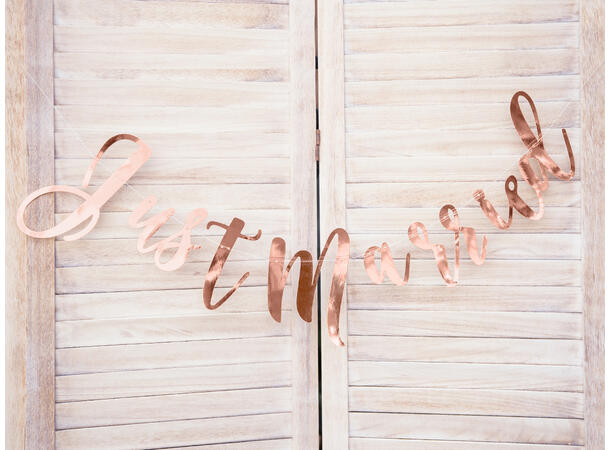 Bokstavbanner - Just Married - Rosegull 20x77cm