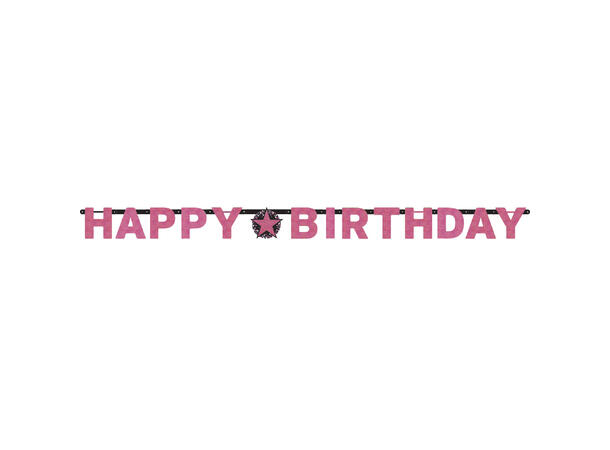 Bokstavbanner - "Happy Birthday" - Rosa 213x16cm 