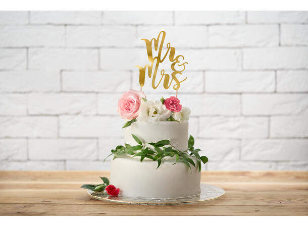 Kaketopp - "Mr & Mrs" - Gull 25.5cm 