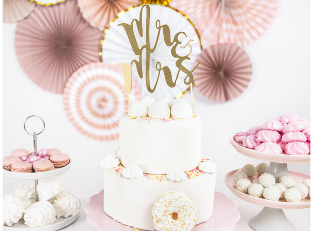 Kaketopp - "Mr & Mrs" - Gull 25.5cm 