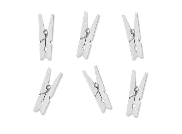 Klesklyper - Hvit - Trevirke Mini - 20pk