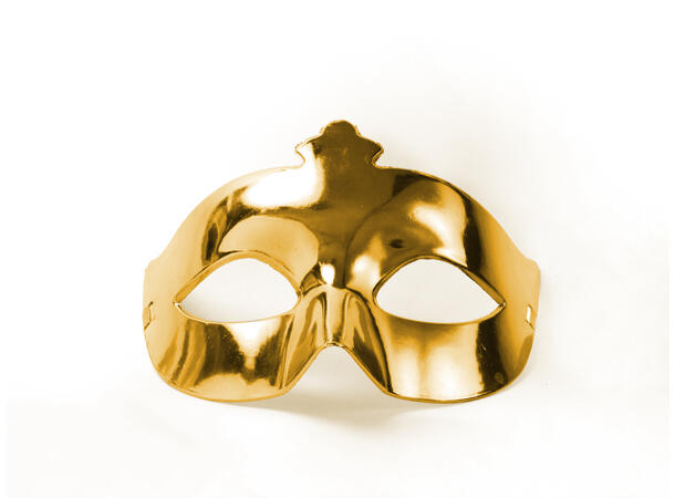 Maske - Gull - Plast 8cm