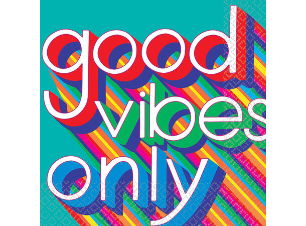 Papirservietter - "Good Vibes Only" Regnbue - 33cm - 16pk