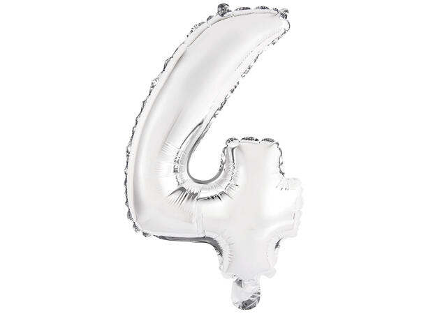 Tallballong - Nummer 4 - Sølv Folie - 35cm