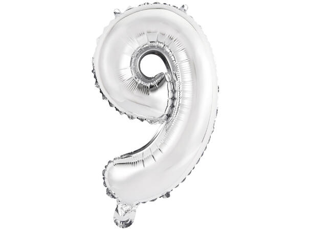 Tallballong - Nummer 9 - Sølv Folie - 35cm