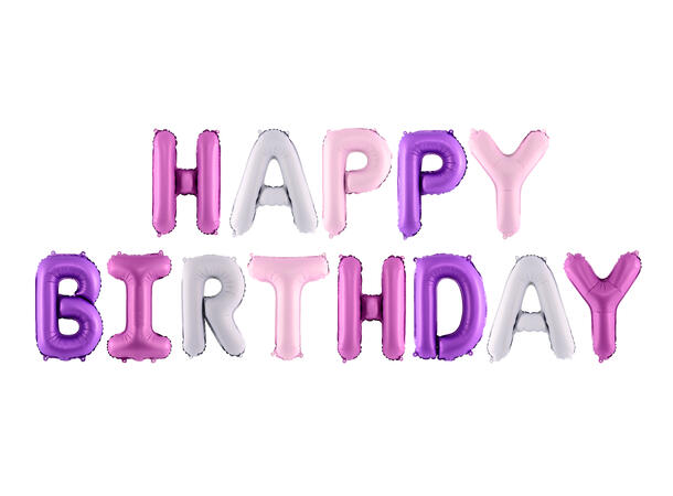 Ballongbanner - "Happy Birthday" Flere Farger Folie - 340x35cm 