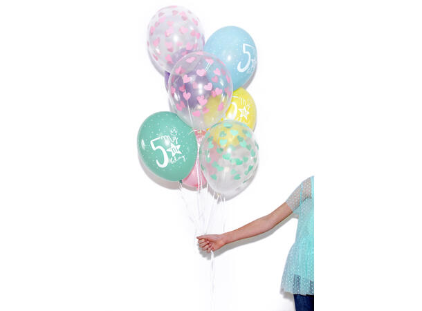 Ballonger  - Gjennomsiktig & Lys Rosa Hjerter - 30cm - 6pk