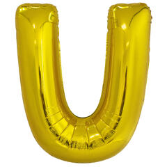 Bokstavballong - Bokstav U - Gull Folie - 86cm