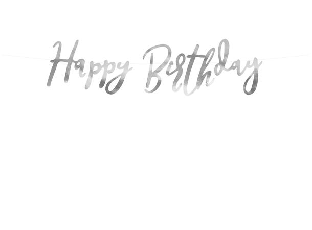 Bokstavbanner - "Happy Birthday" - Sølv 16.5x62cm