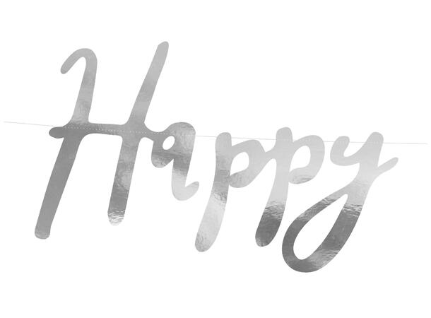 Bokstavbanner - "Happy Birthday" - Sølv 16.5x62cm