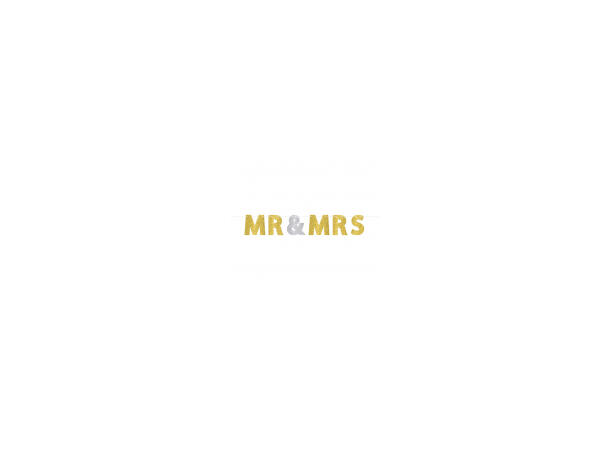 Bokstavbanner - "Mr & Mrs" - Gull & Sølv 365cm