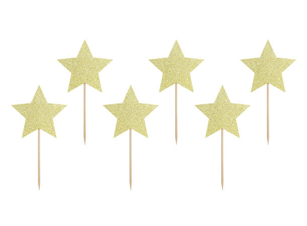 Cupcaketopper - Stjerne - Gull 11.5cm - 6pk
