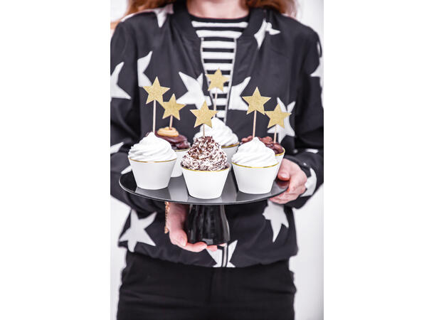 Cupcaketopper - Stjerne - Gull 11.5cm - 6pk