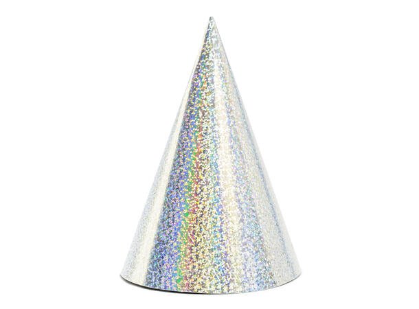 Festhatter - Holografisk Sølv - Papp 16cm - 6pk 