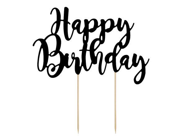 Kaketopp - "Happy Birthday" - Sort 25.5cm