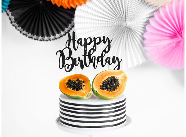 Kaketopp - "Happy Birthday" - Sort 25.5cm