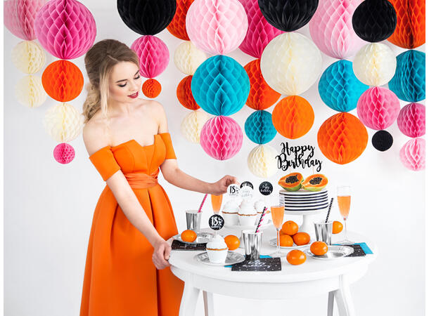 Kaketopp - "Happy Birthday" - Sort 25.5cm 