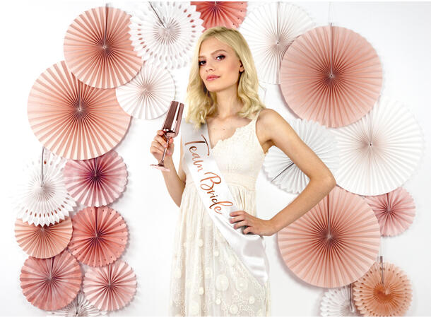 Magebånd Sash - "Team Bride" Hvit & Rosegull - 75cm 