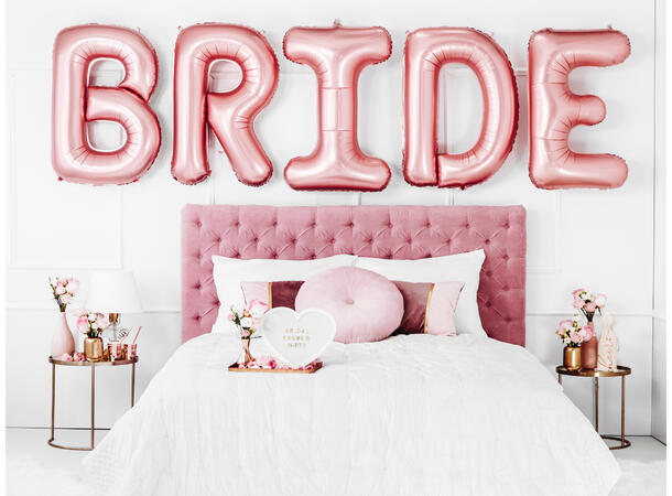 Magebånd Sash - "Team Bride" Hvit & Rosegull - 75cm 