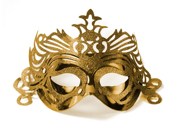 Maske - Gull Ornament - Plast 8cm