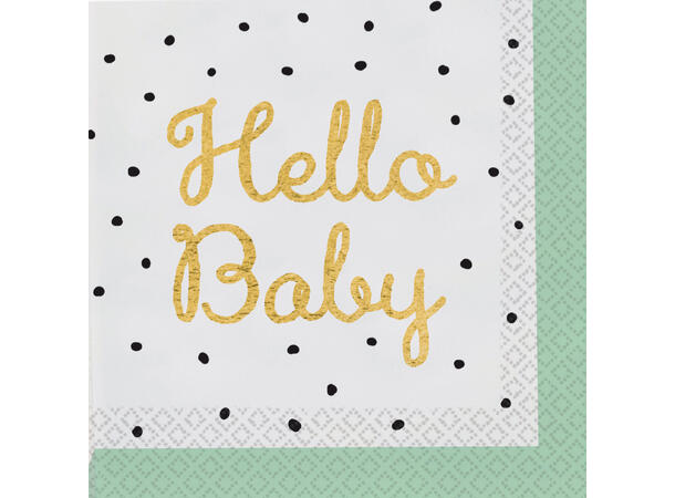 Papirservietter - "Hello Baby" Babyshower - 33cm - 16pk