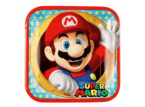 Tallerkener Firkantet - Super Mario Papp - 23cm - 8pk