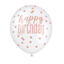 Ballonger - "Happy Birthday" - Rosegull 30cm - 6pk