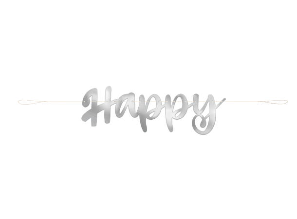 Bokstavbanner - "Happy Anniversary” Sølv - Foliert Papir