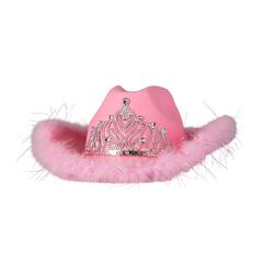 Cowboyhatt - Rosa med pels 1 Hatt til voksen