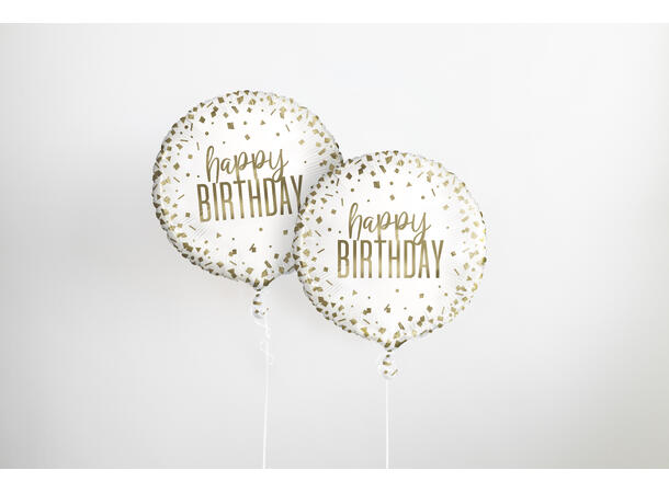 Folieballong - Konfetti - Happy Birthday Gull - 46cm
