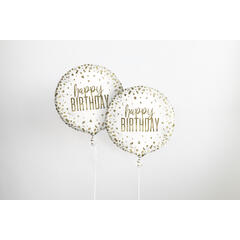 Folieballong - Konfetti - Happy Birthday Gull - 46cm