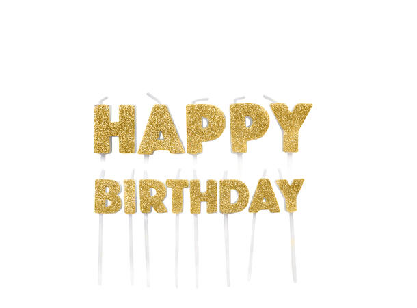 Kakelys - "Happy Birthday" - Gull Glitter - 13pk