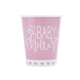 Kopper - "Baby Shower"  - Rosa Hjerter 2.5dl - 8pk