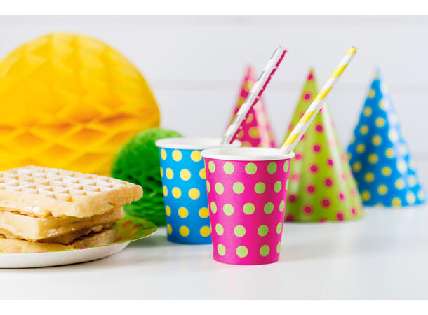 Papirsugerør - Stripete Gul 19.5cm - 10pk 