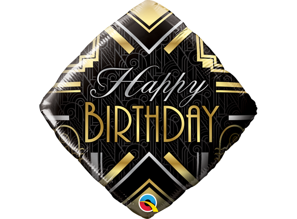 Premium Folieballong - "Happy Birthday" Art Deco - 46cm