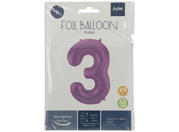 Tallballong Folie - Nummer 3 - Lilla 86cm