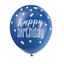 Ballonger - Happy Birthday - Blå & Sølv 30cm - 6pk