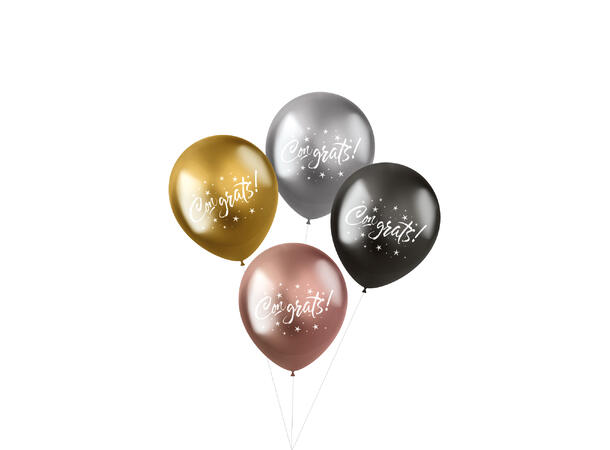 Ballonger - "Congrats" - Assortert Metallic - 33cm - 4pk