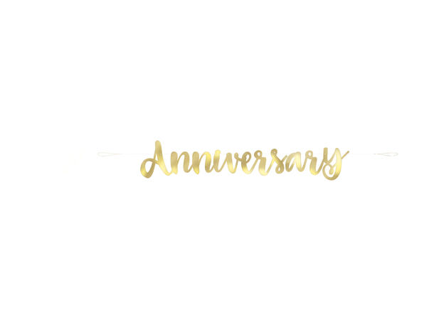 Bokstavbanner - "Happy Anniversary” Gull - Foliert Papir
