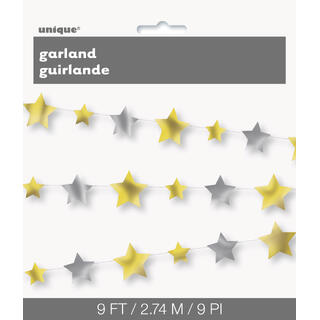 Girlander - Stjerner - Gull og Sølv 274cm