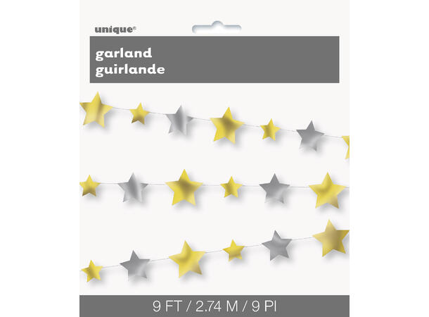 Girlander - Stjerner - Gull og Sølv 274cm