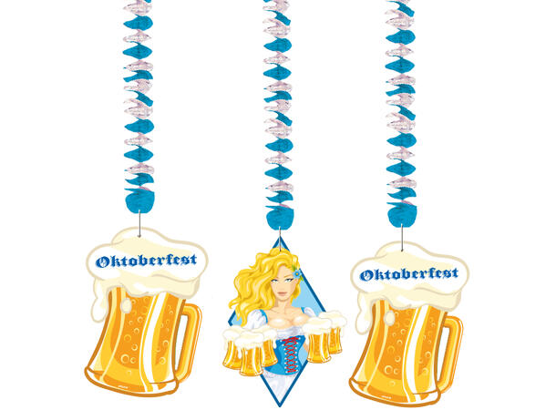 Hengende Bier Festival - Ølglass 3 Hengende Dekorasjoner i papir 