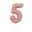 Kakelys - Nummer 5 - Glitter Rosegull 7cm