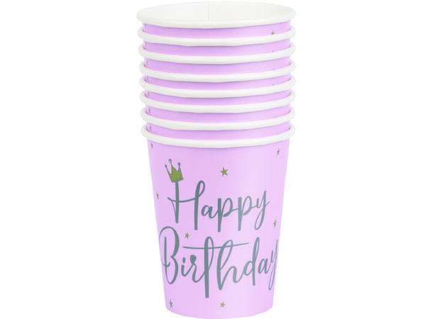 Kopper - Svanebursdag - "Happy Birthday" 2.5dl - 8pk