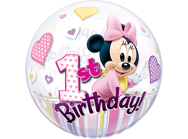 Minnie Mouse 1st Birthday 1 Bubbleballong - 56cm (22")